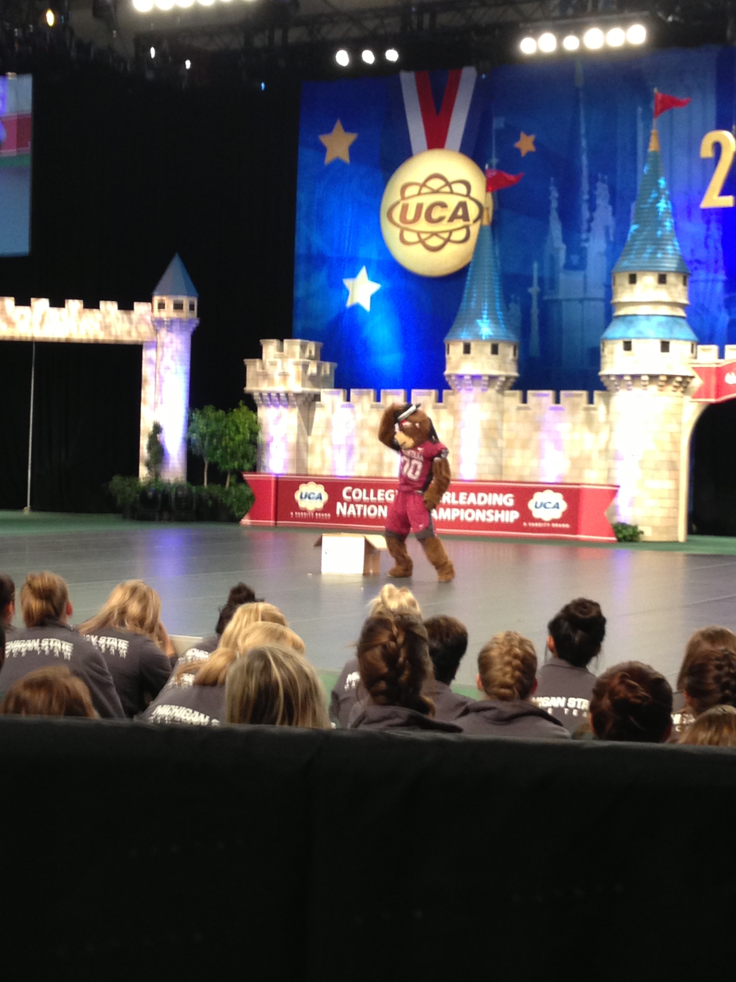 Monte performing his skit inside the HP Field House.