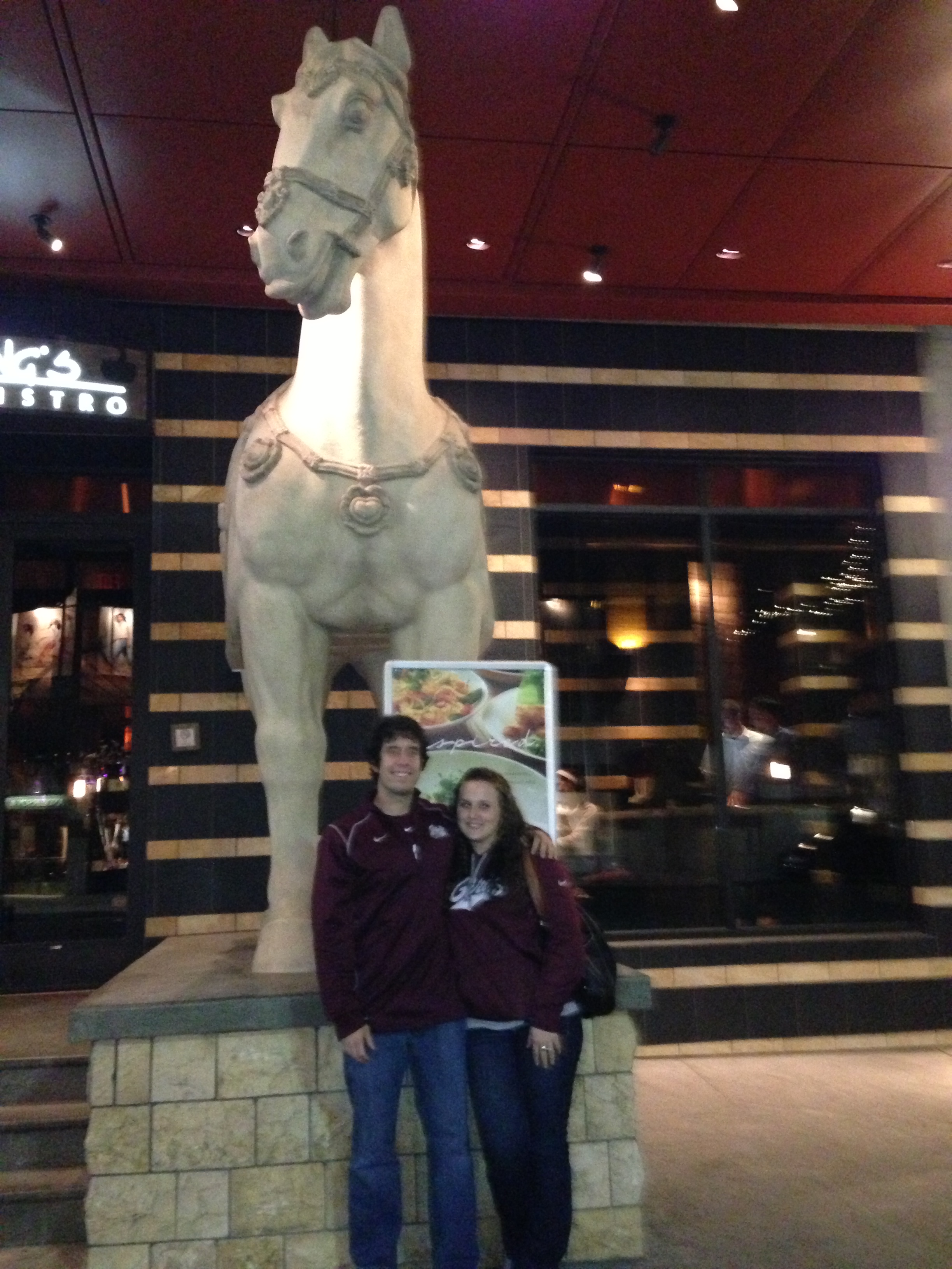 Misti and I outside the Spokane P.F. Chang's in front of the famous horse.