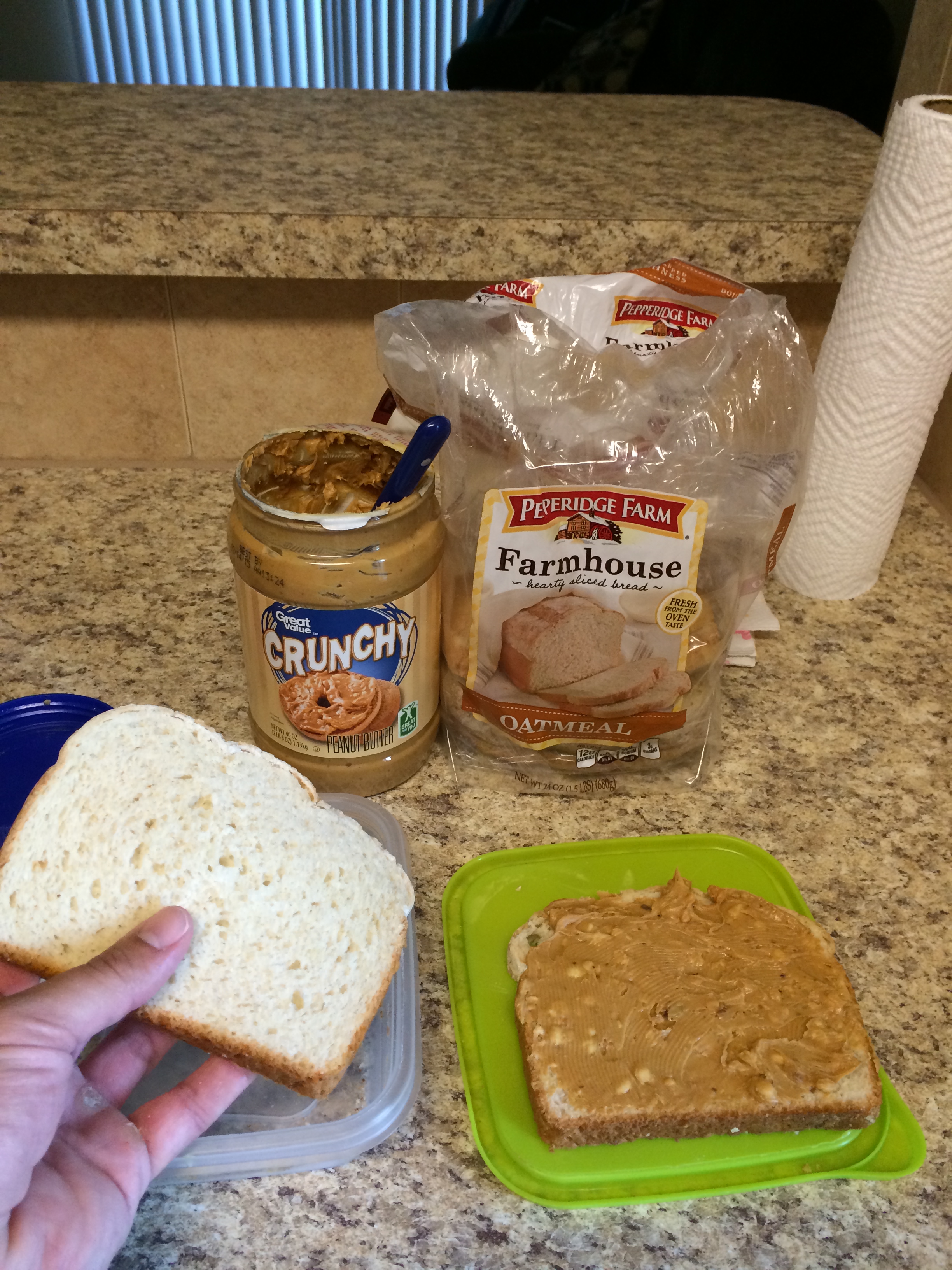 I make my peanut butter sandwich the night before.
