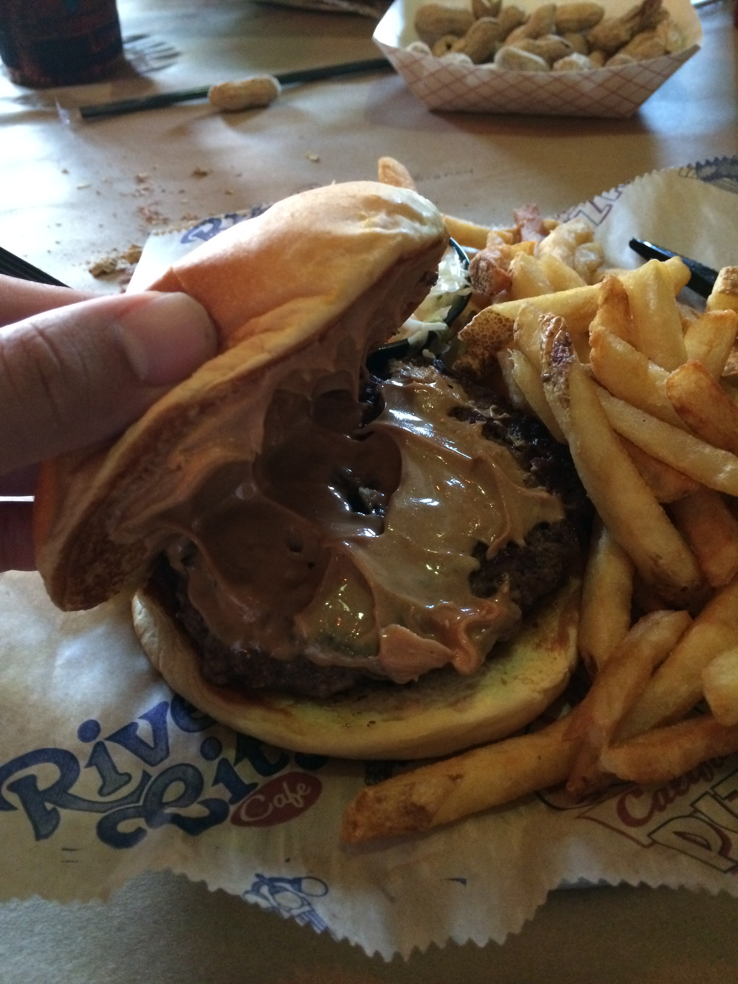 This is my peanut butter hamburger I ate at River City Café, a famous burger place in Myrtle Beach.