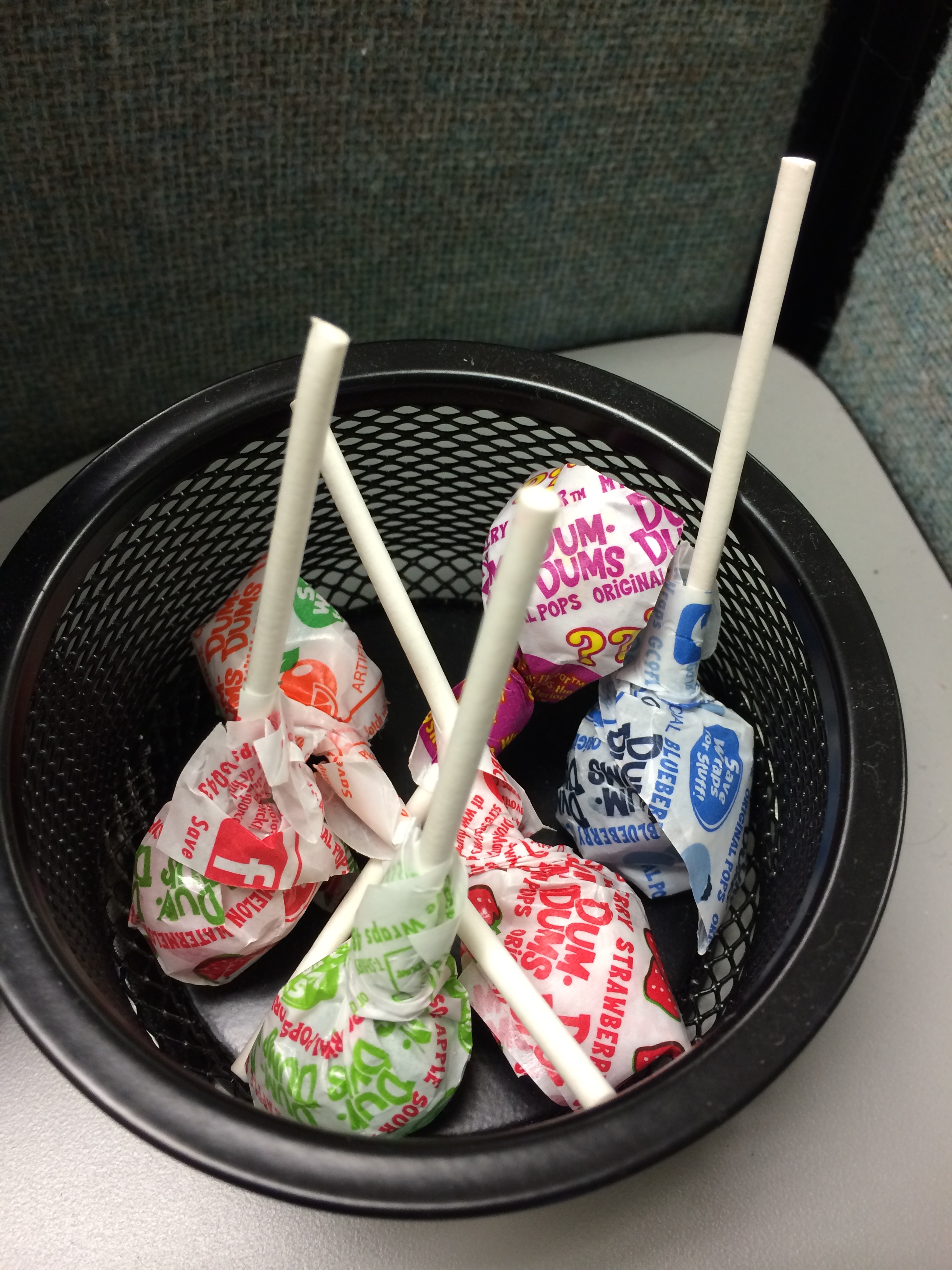 These are the Dum Dums on my desk that Joanna gave me.