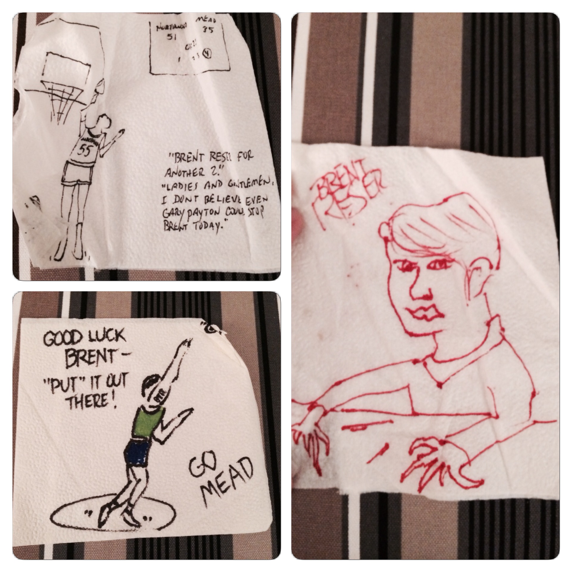 Here is some of my dad's napkin art.