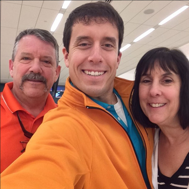 So happy with my parents in the airport.