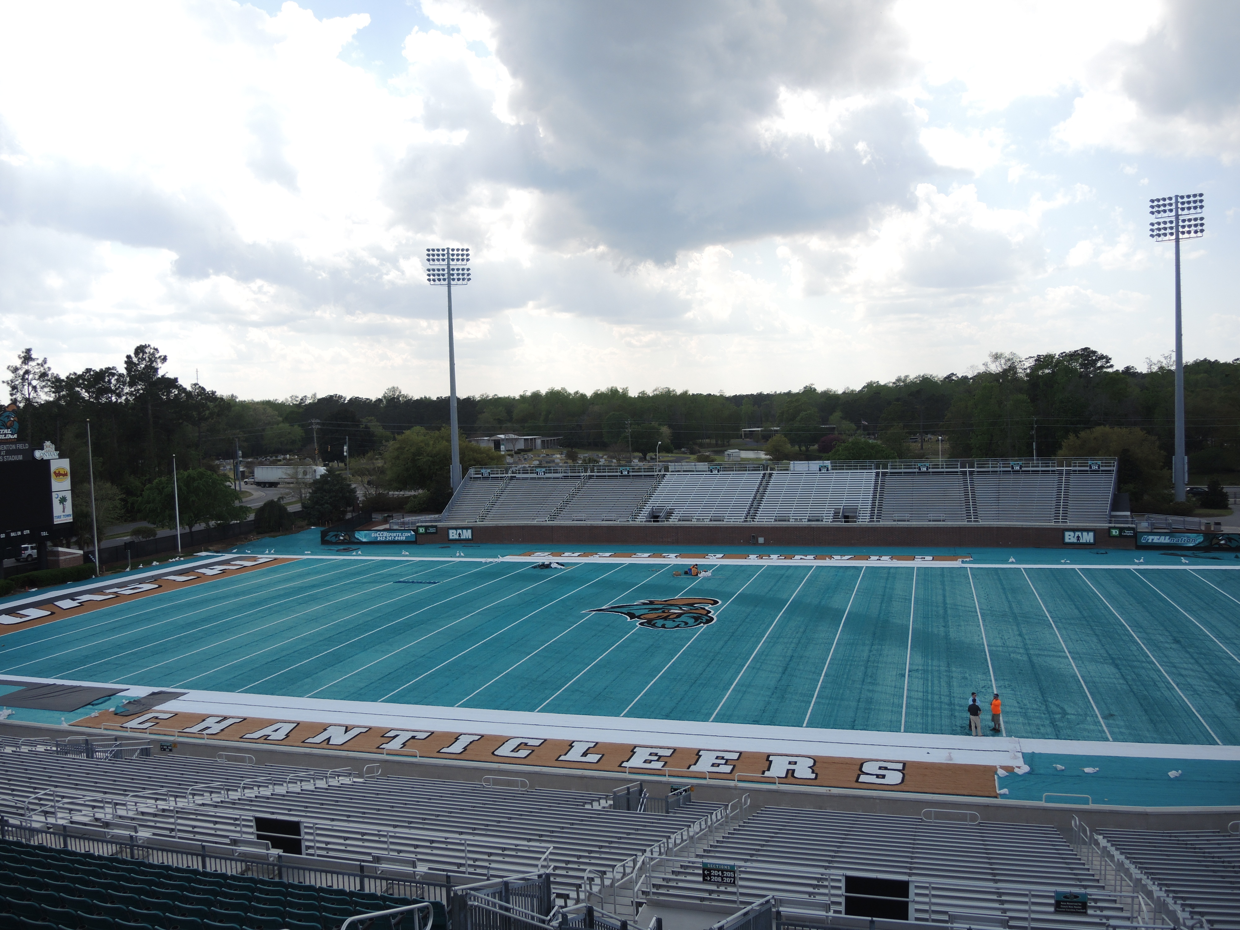 I present to you the teal turf at Brooks Stadium.
