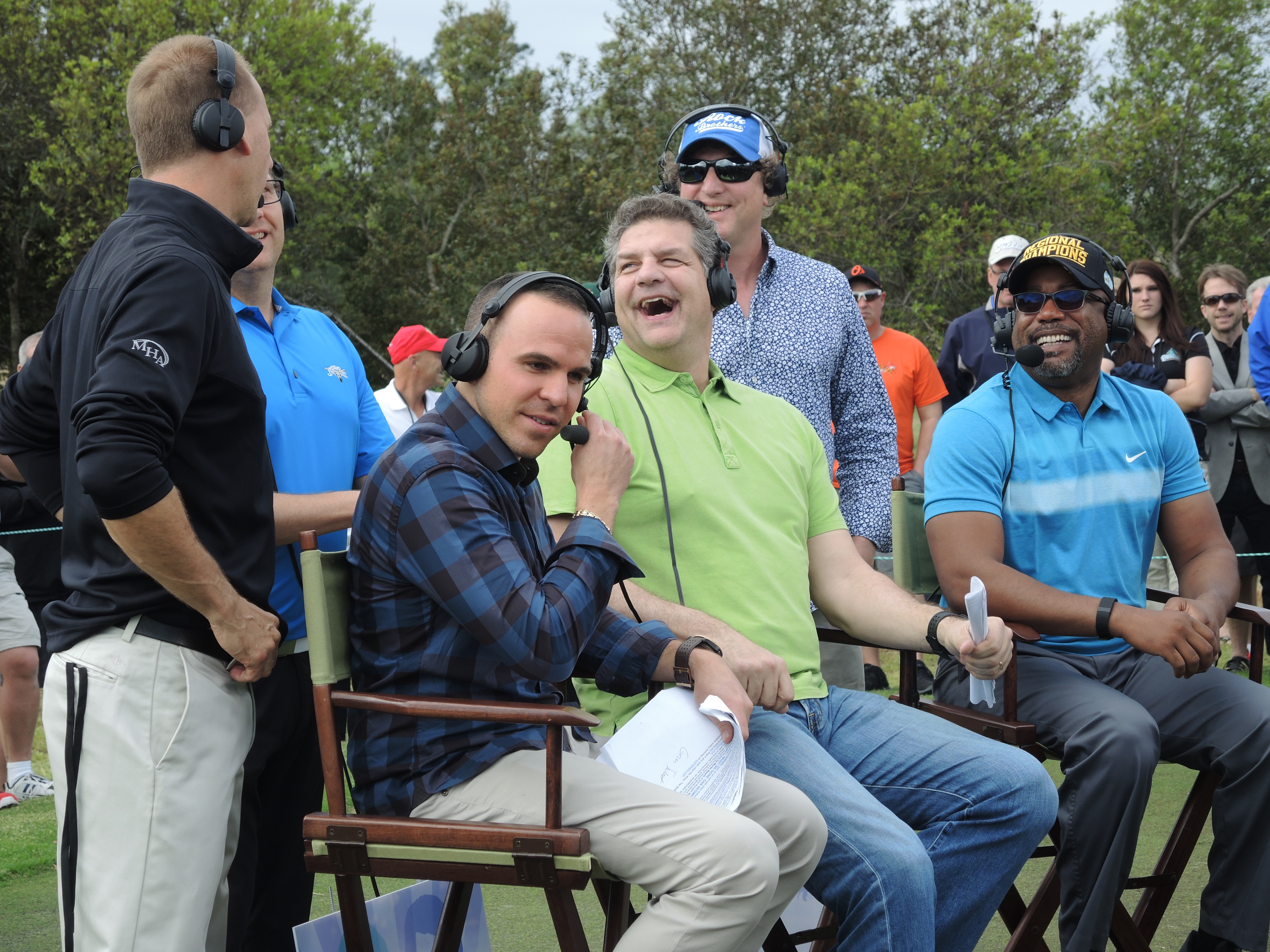 This was one of my favorite photos I took today. Golic and Ruocco interview Darius Rucker and his band.