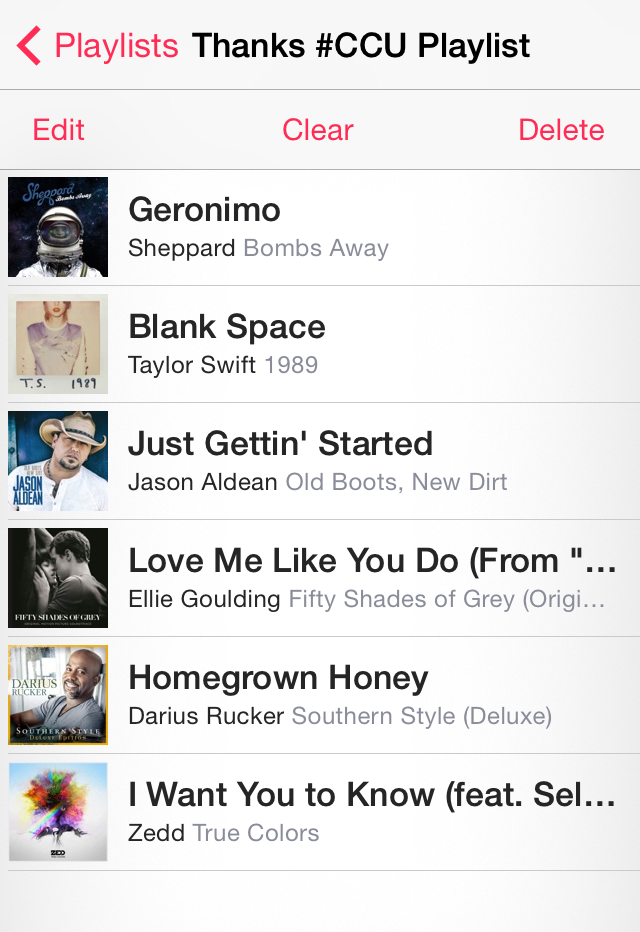 The songs I purchased with my iTunes gift card.