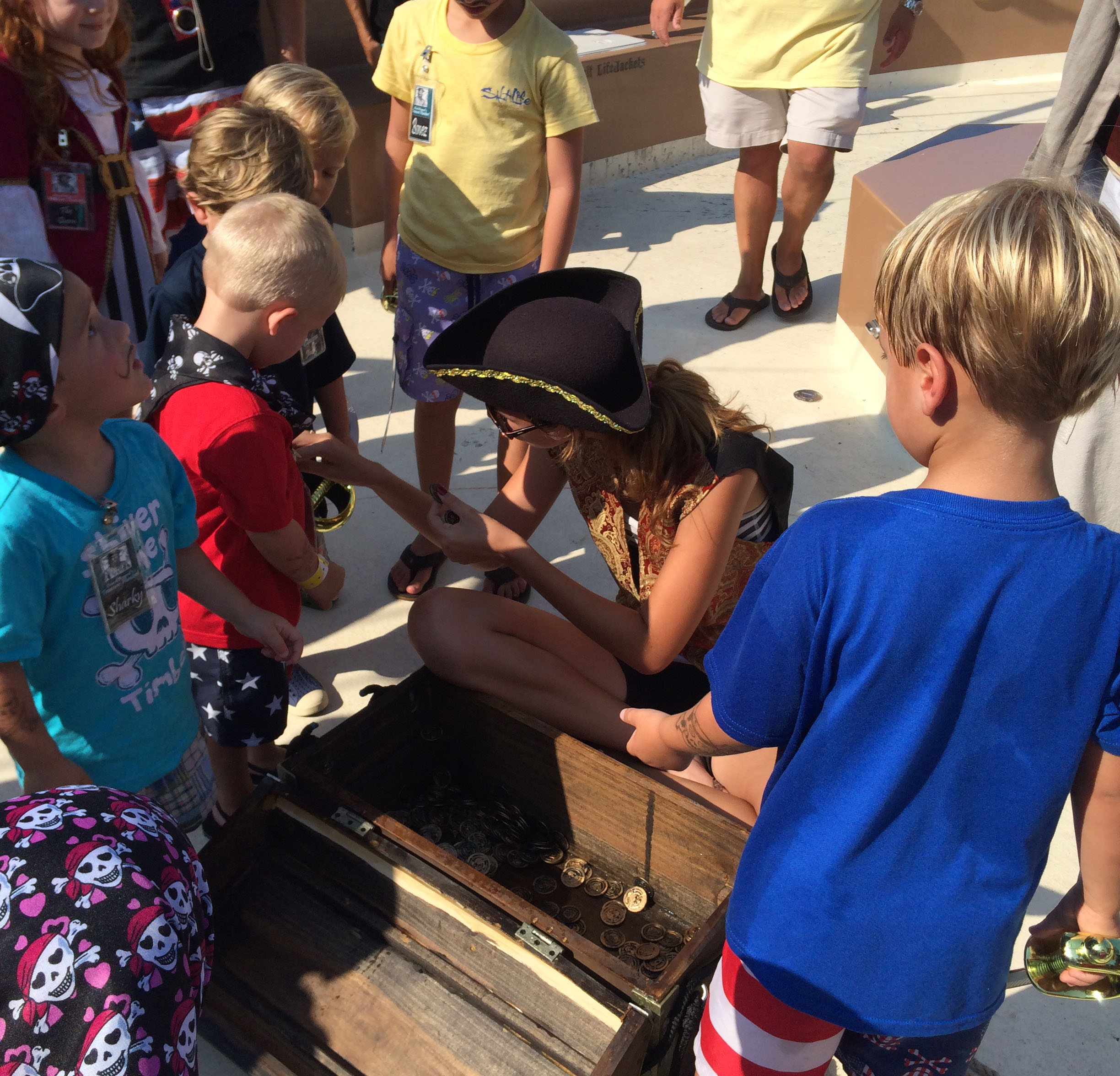 The treasure chest was open and each kid received some of its contents.