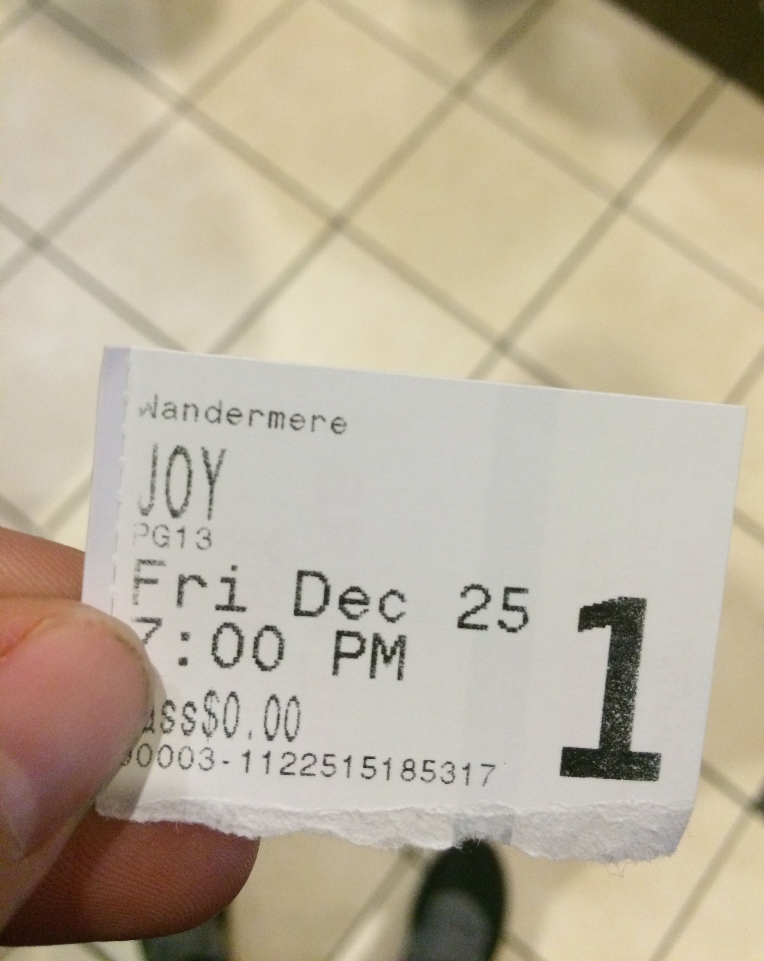 Our Christmas family movie at the theater this year was "Joy."