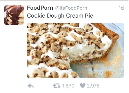 This is what a basic tweet looks like from @ItsFoodPorn