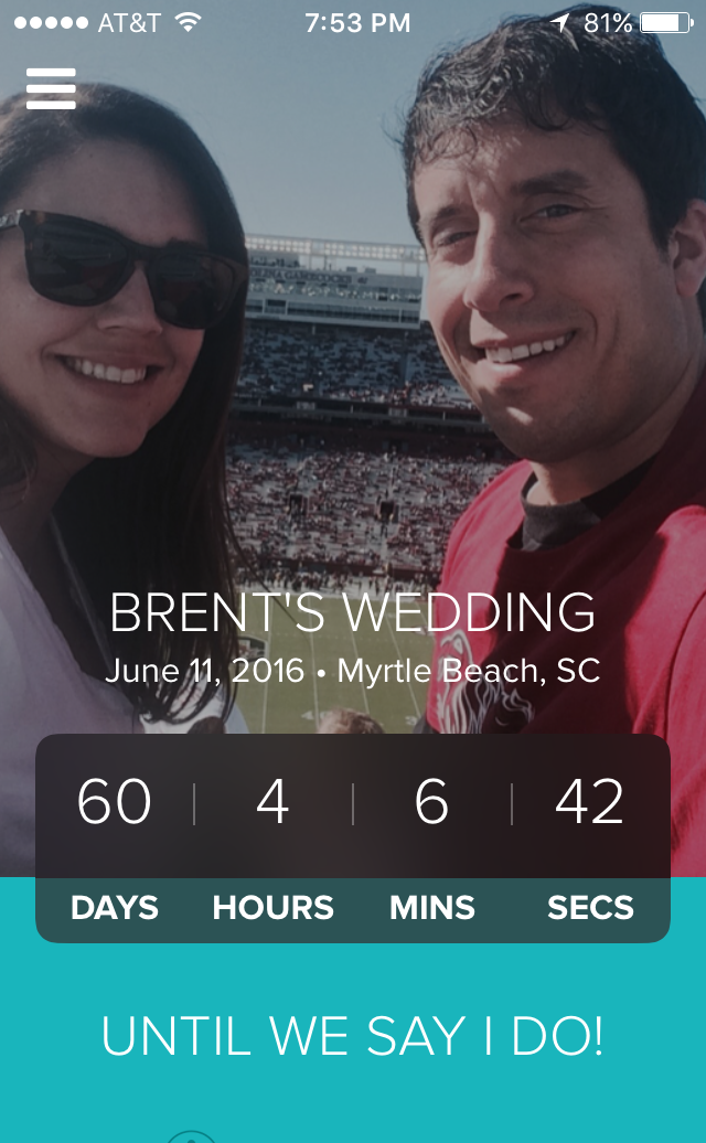 We are just 60 days from our wedding.