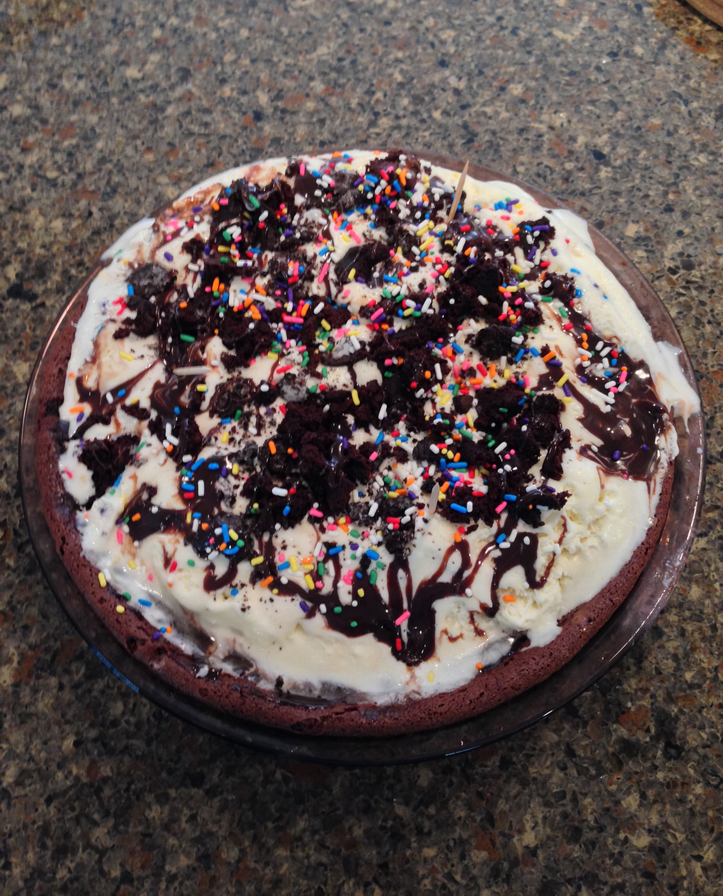 This is what my mom's famous ice cream pie looks like.