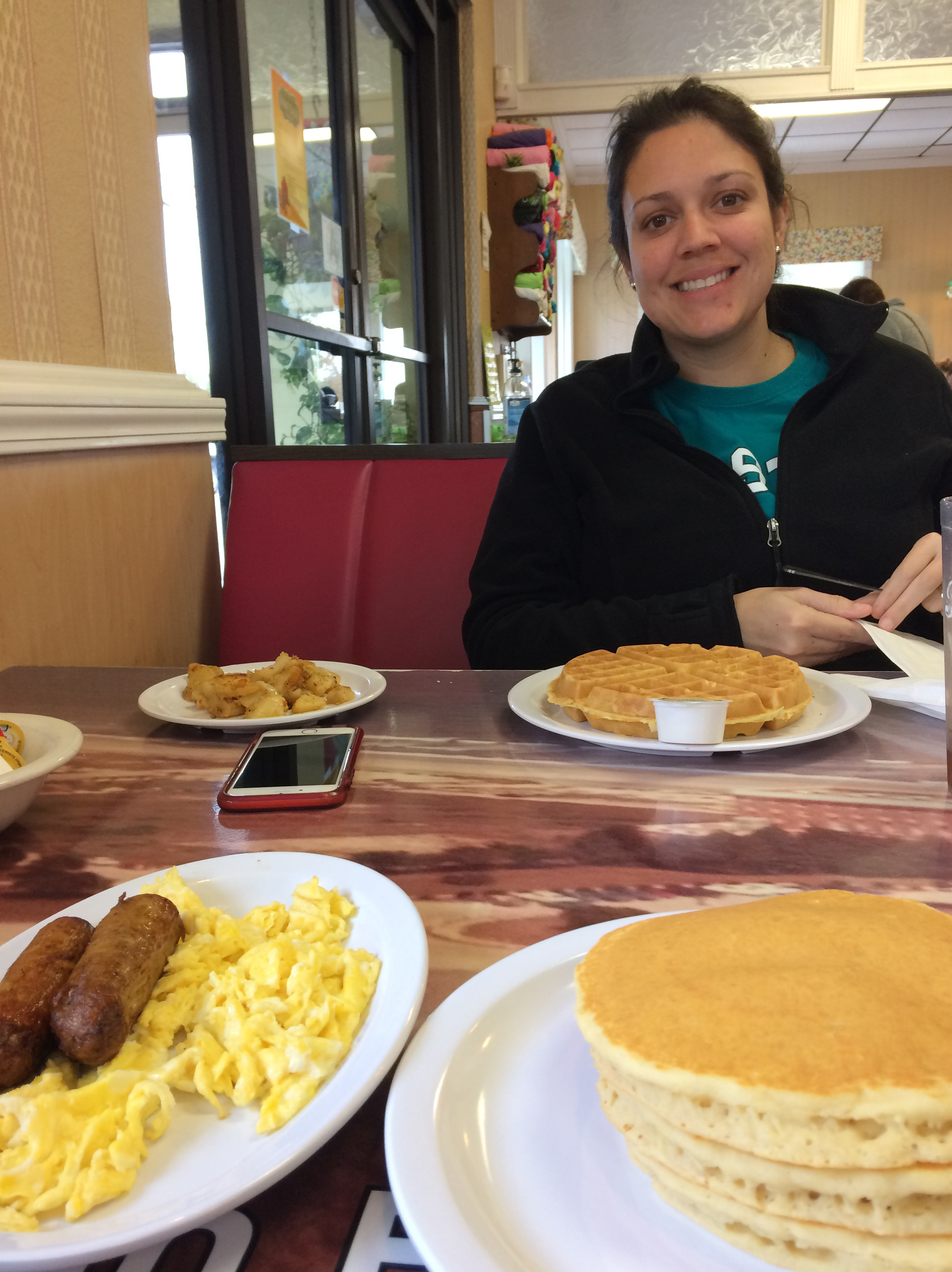 I took this photo of Sidney with our food on the table at the Southern House of Pancakes in Myrtle Beach.