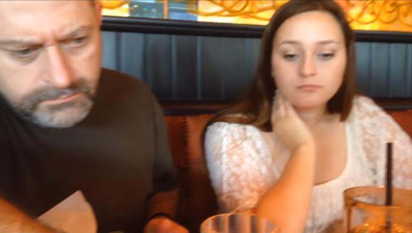 A screenshot of the dad and daughter at the Cheesecake Factory in Lexington, Kentucky.